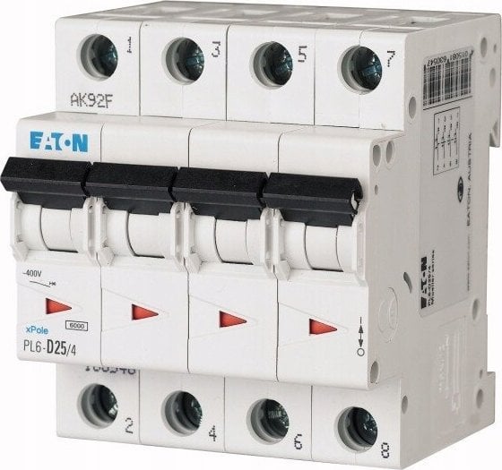 Eaton Wyłącznik nadprądowy 4P D 25A 6kA AC PL6-D25/4 166546