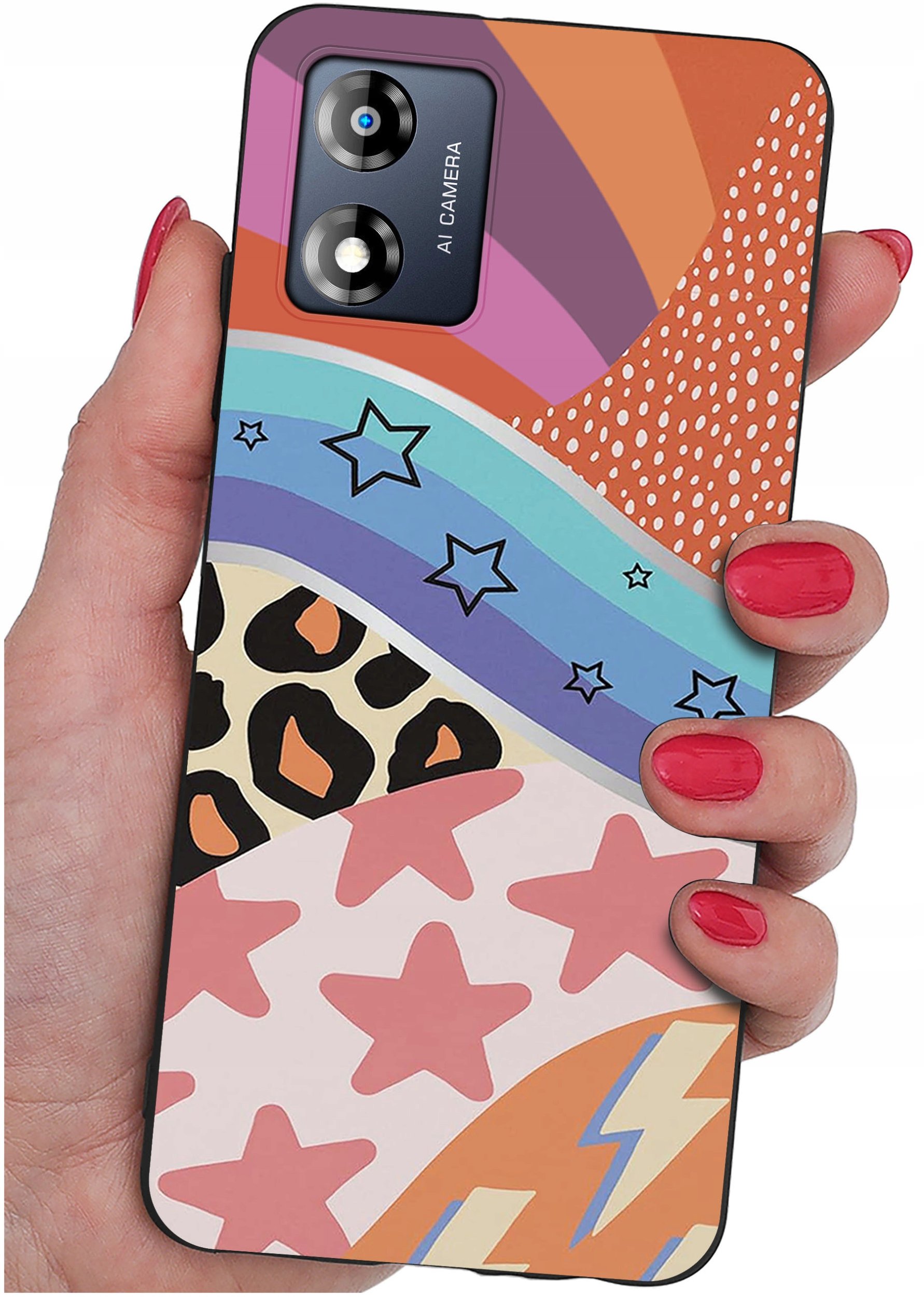 Etui do Motorola Moto E13 WZORY |SILIKONOWE MATT CASE + SZKŁO 9H