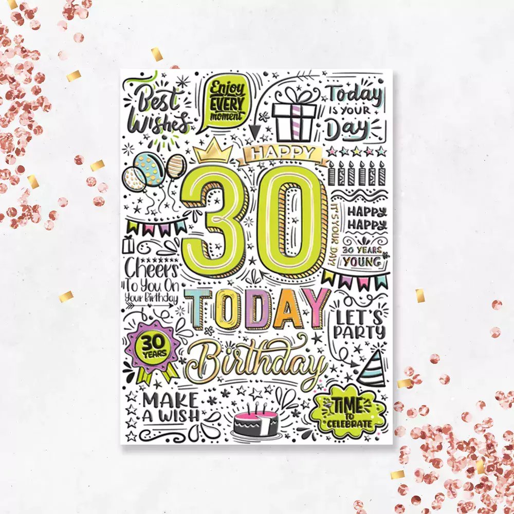 Karnet A5 Urodziny 30 - Graffiti