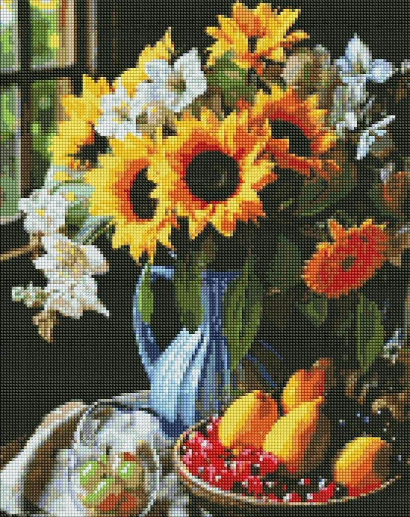 Ideyka Diamentowa mozaika IDEYKA, 40x50 cm, martwa natura ze słonecznikami, 1 szt.