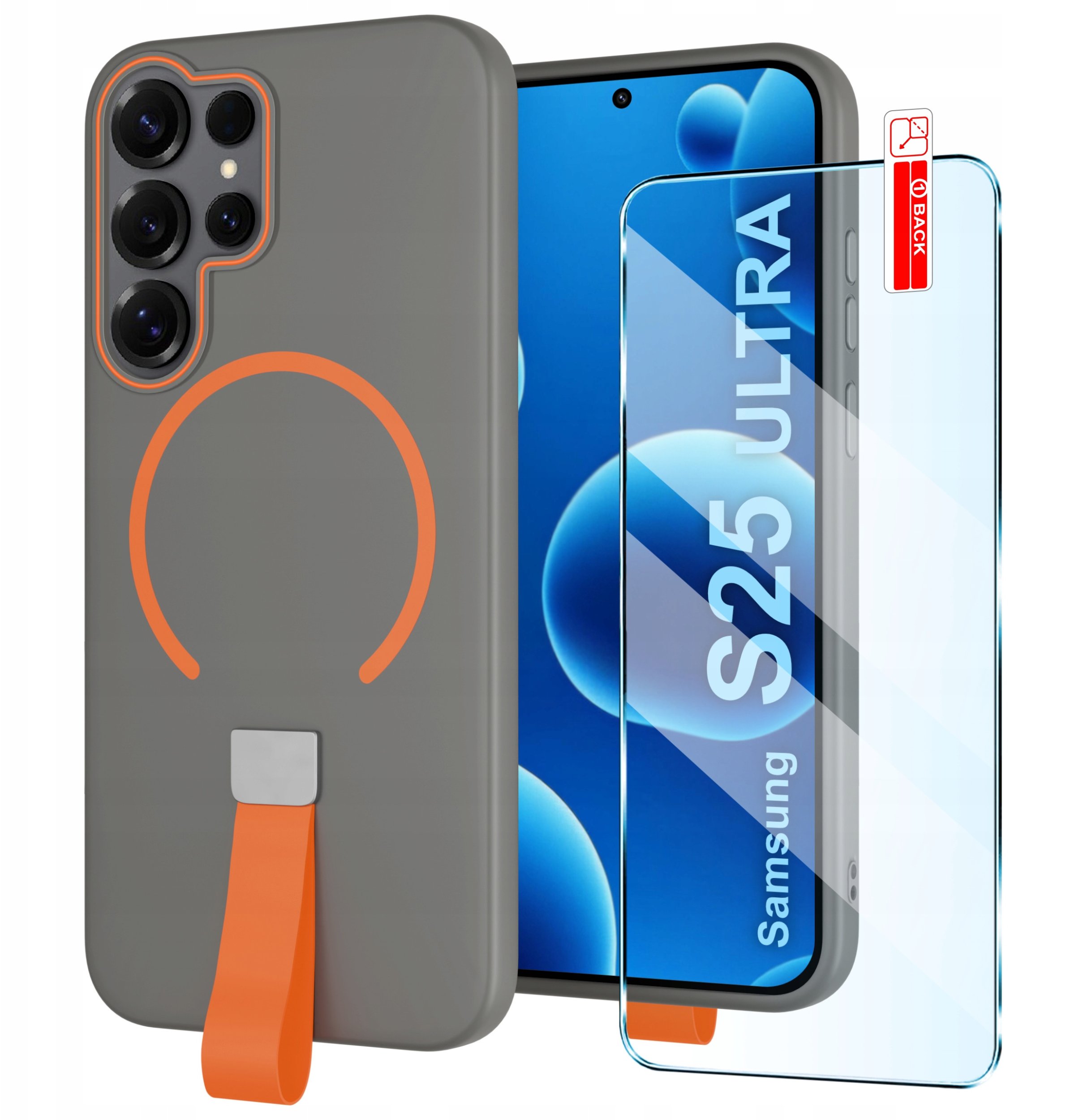 Etui z Paskiem na palec Matowe do Samsung S25 Ultra |do MagSafe +Szkło