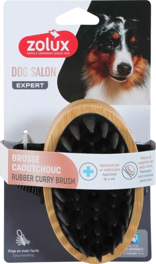 Zolux ZOLUX Gumowa szczotka drewniana dla psa do masażu DOG SALON