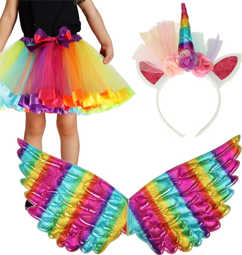 KIK Kostium strój jednorożec spódnica opaska skrzydła
