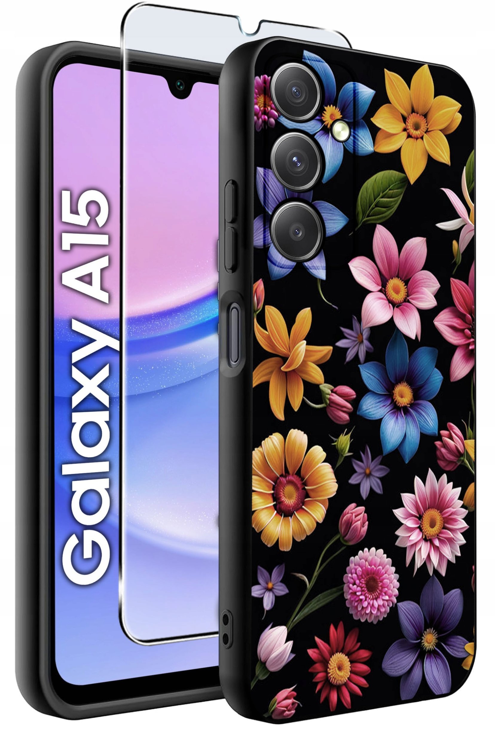 ETUI do Samsung A15 4G | 15 5G WZORY | SILIKONOWE MATT CASE + SZKŁO 9H