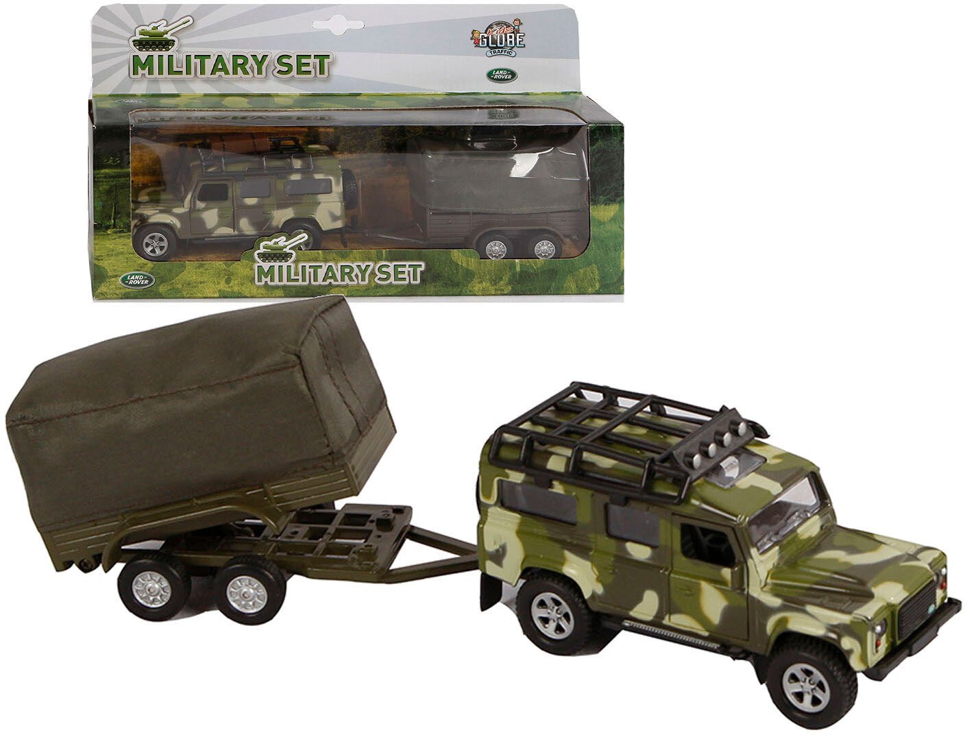 Hipo Land Rover militarny z przyczepą 520027 07823