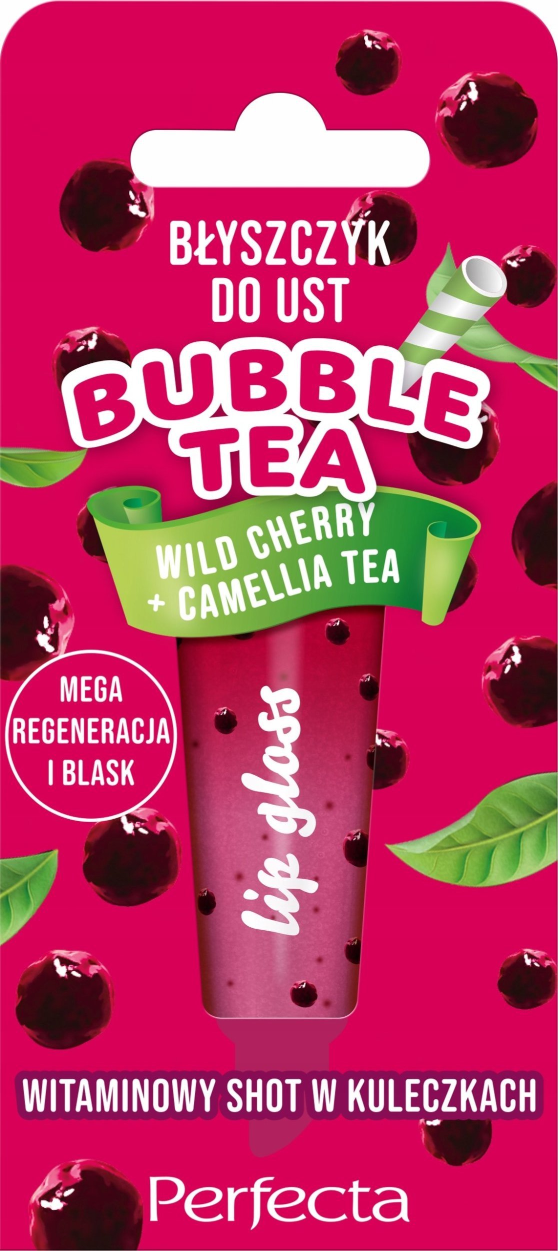 Alkotest PERFECTA_Bubble Tea błyszczyk do ust Wild Cherry + Camellia Tea 10g