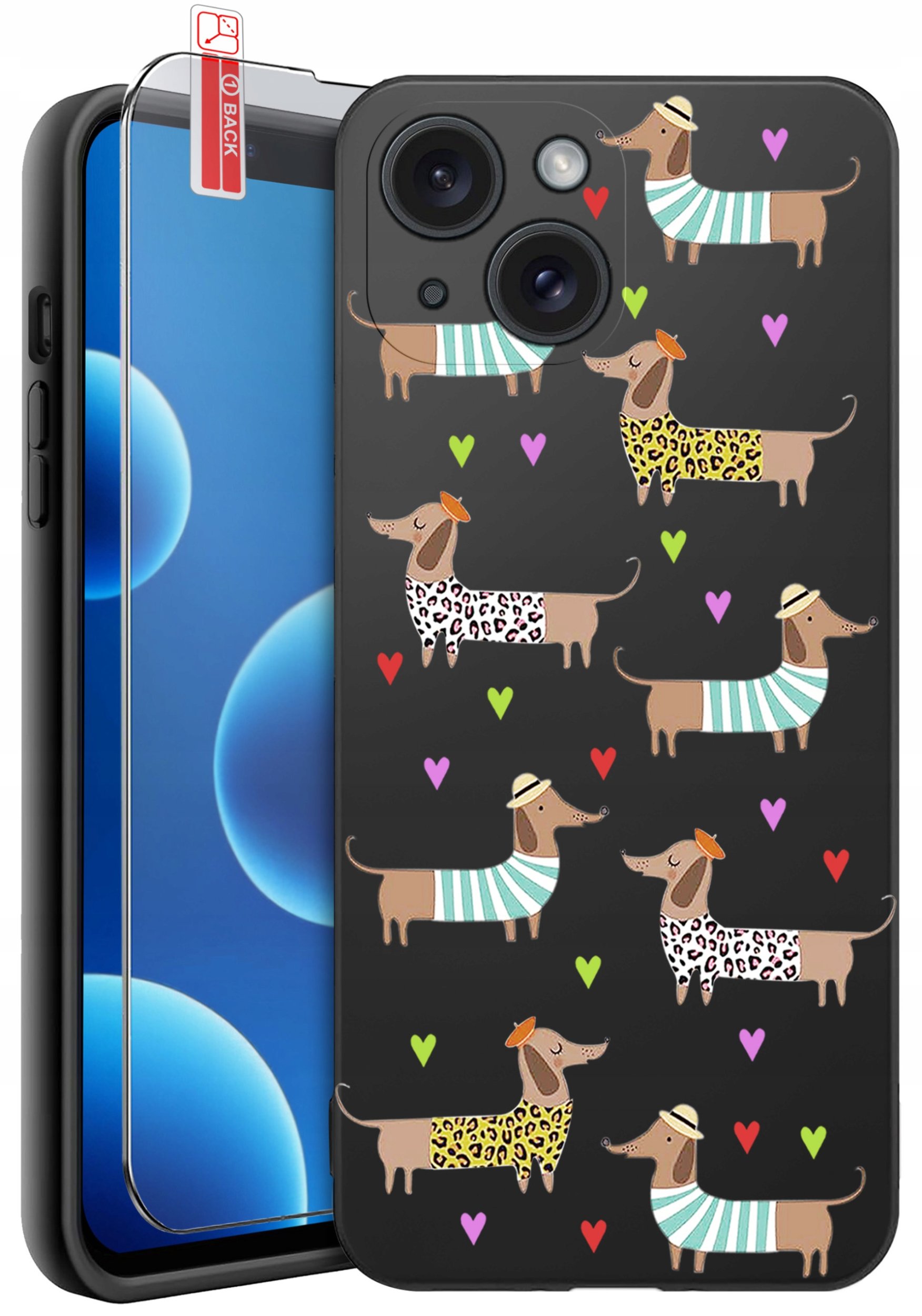 ETUI do iPhone 13 | 14 | WZORY | SILIKONOWE MATT CASE + SZKŁO 9H