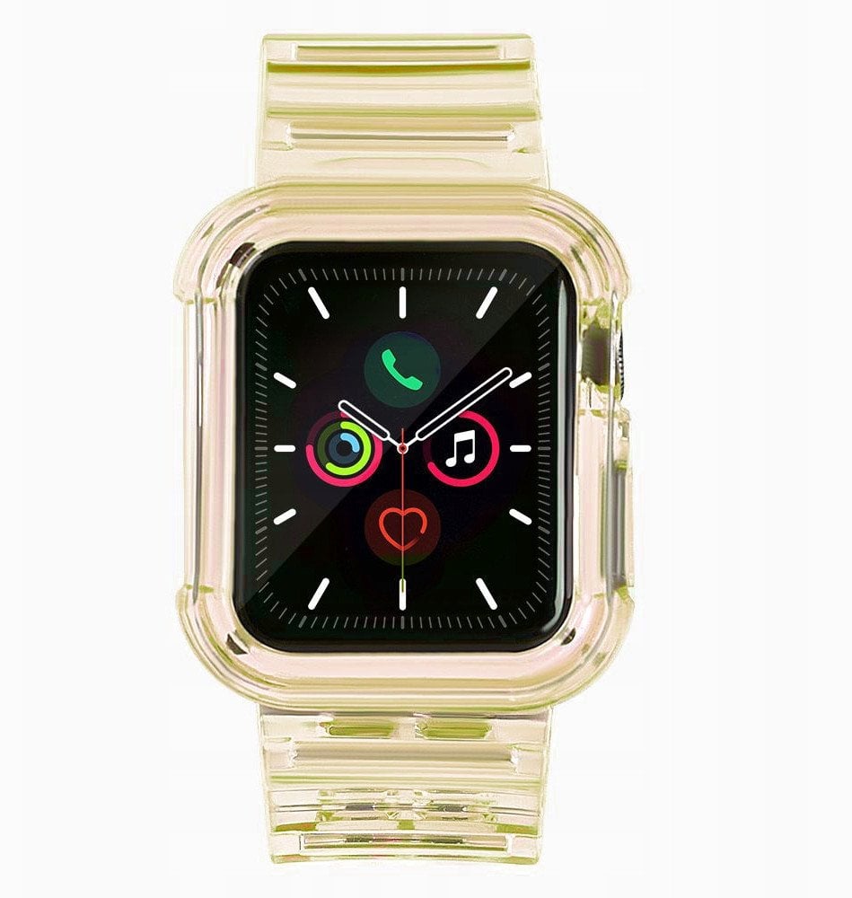 Silikonowa opaska pasek bransoleta bransoletka etui Strap Light Setdo zegarka Apple Watch 44 mm- żółta