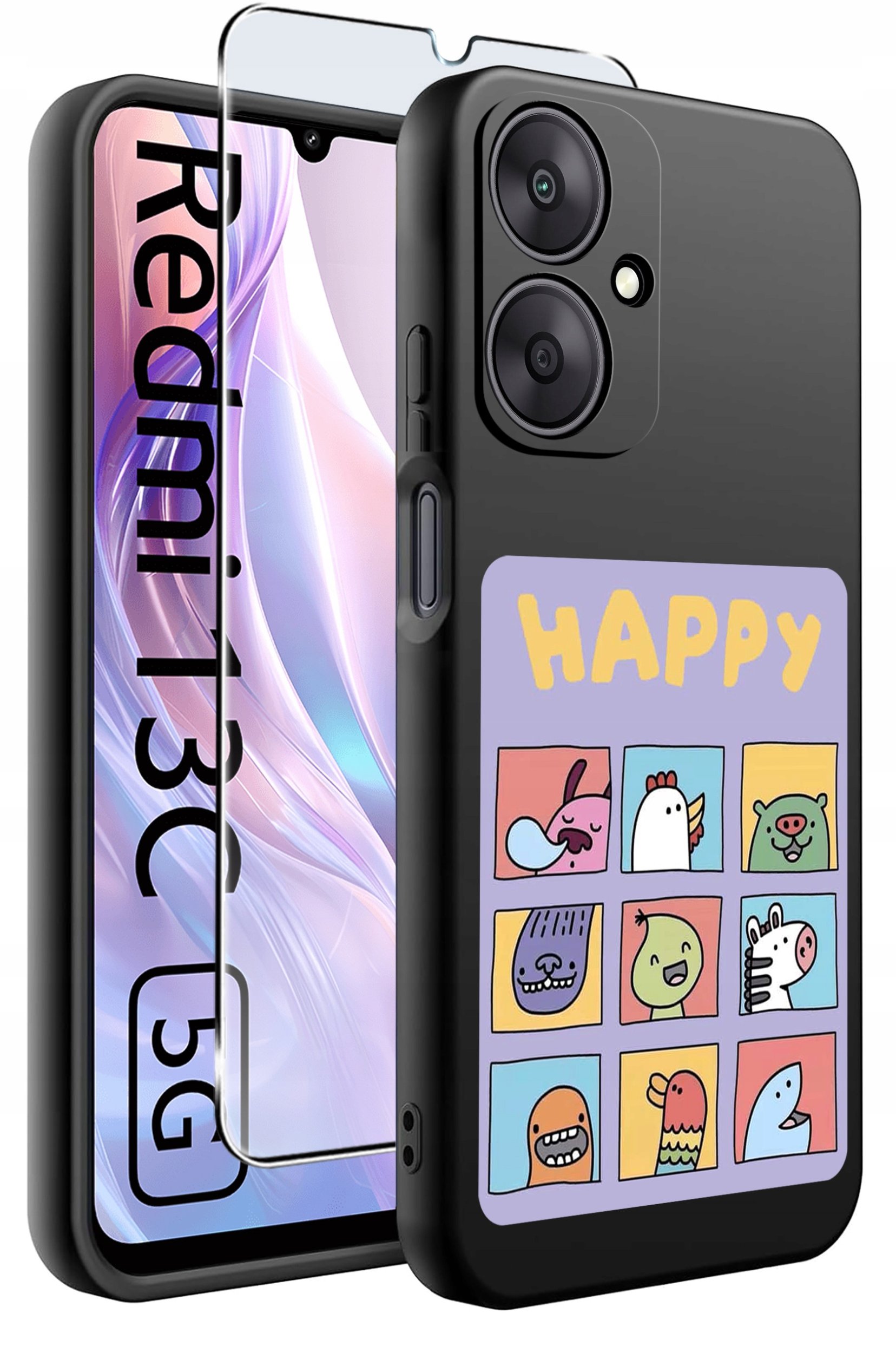 ETUI do Xiaomi Redmi 13C 5G WZORY |SILIKONOWE MATT CASE +SZKŁO HARTOWANE 9H