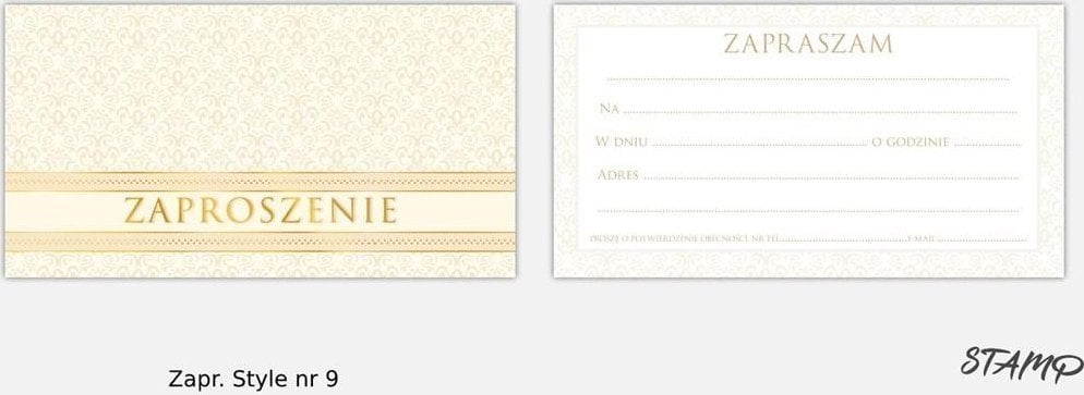 Zaproszenia Style wzór nr 09 10szt