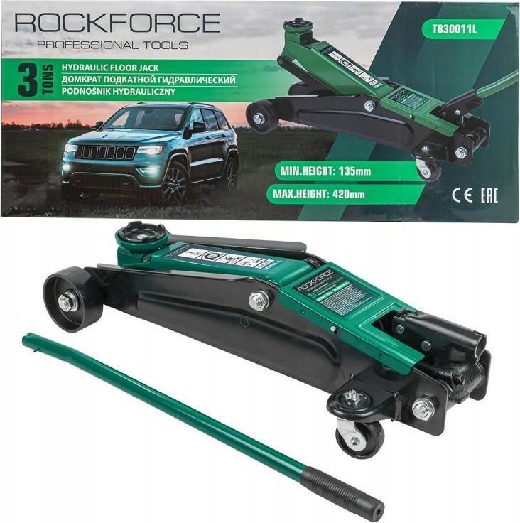 Rockforce Podnośnik warsztatowy hydrauliczny 3t (h min 135mm, h max 420mm)