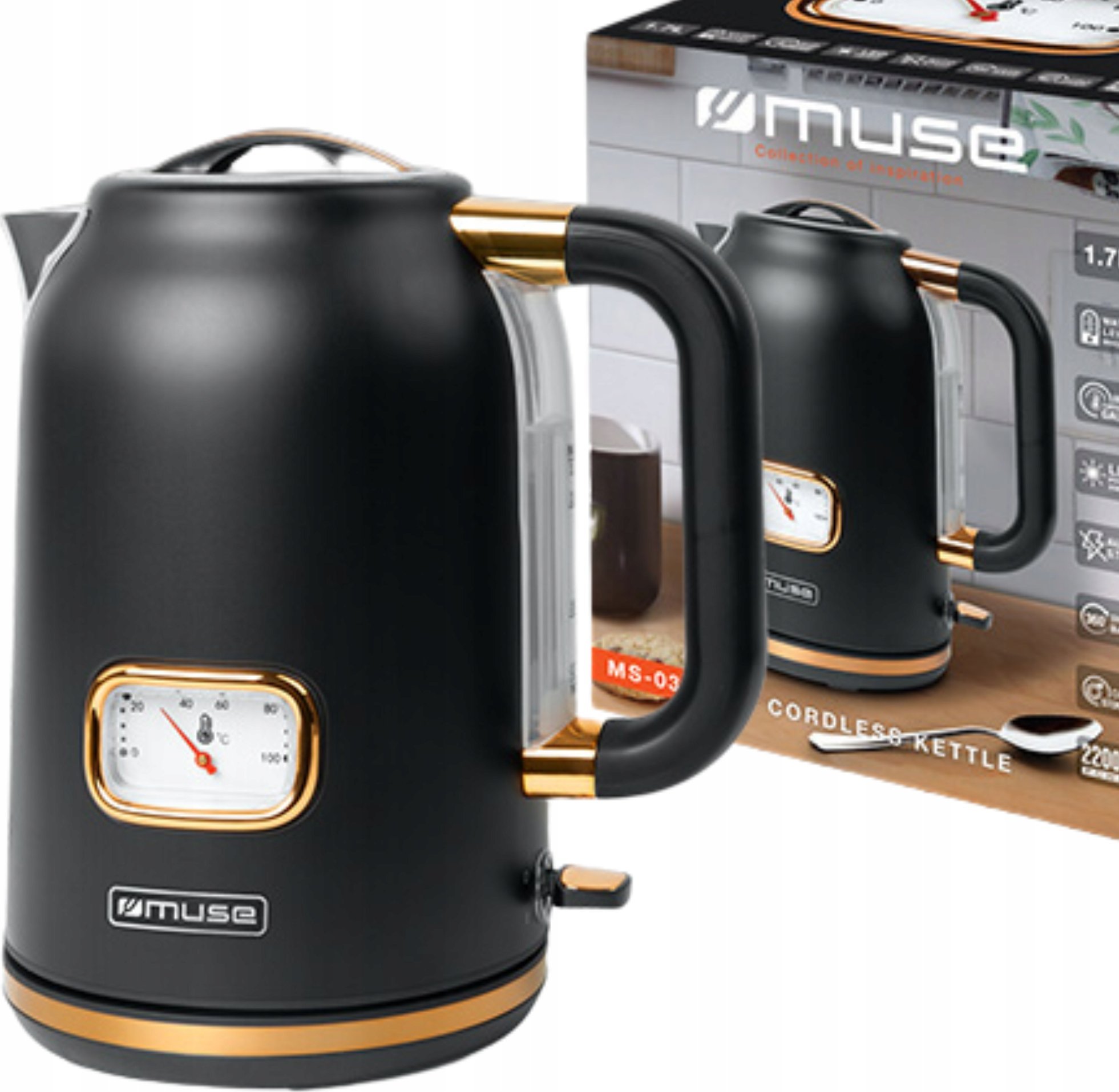 Czajnik Muse CZAJNIK MUSE MS-030BC BEZPRZEWODOWY 2000W