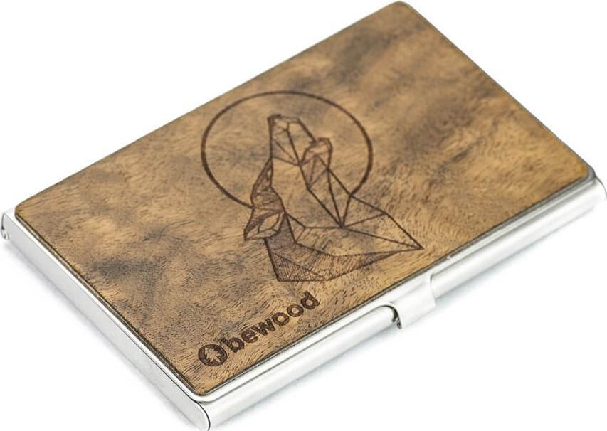 BeWood Drewniany Wizytownik Inox Wilk Imbuia