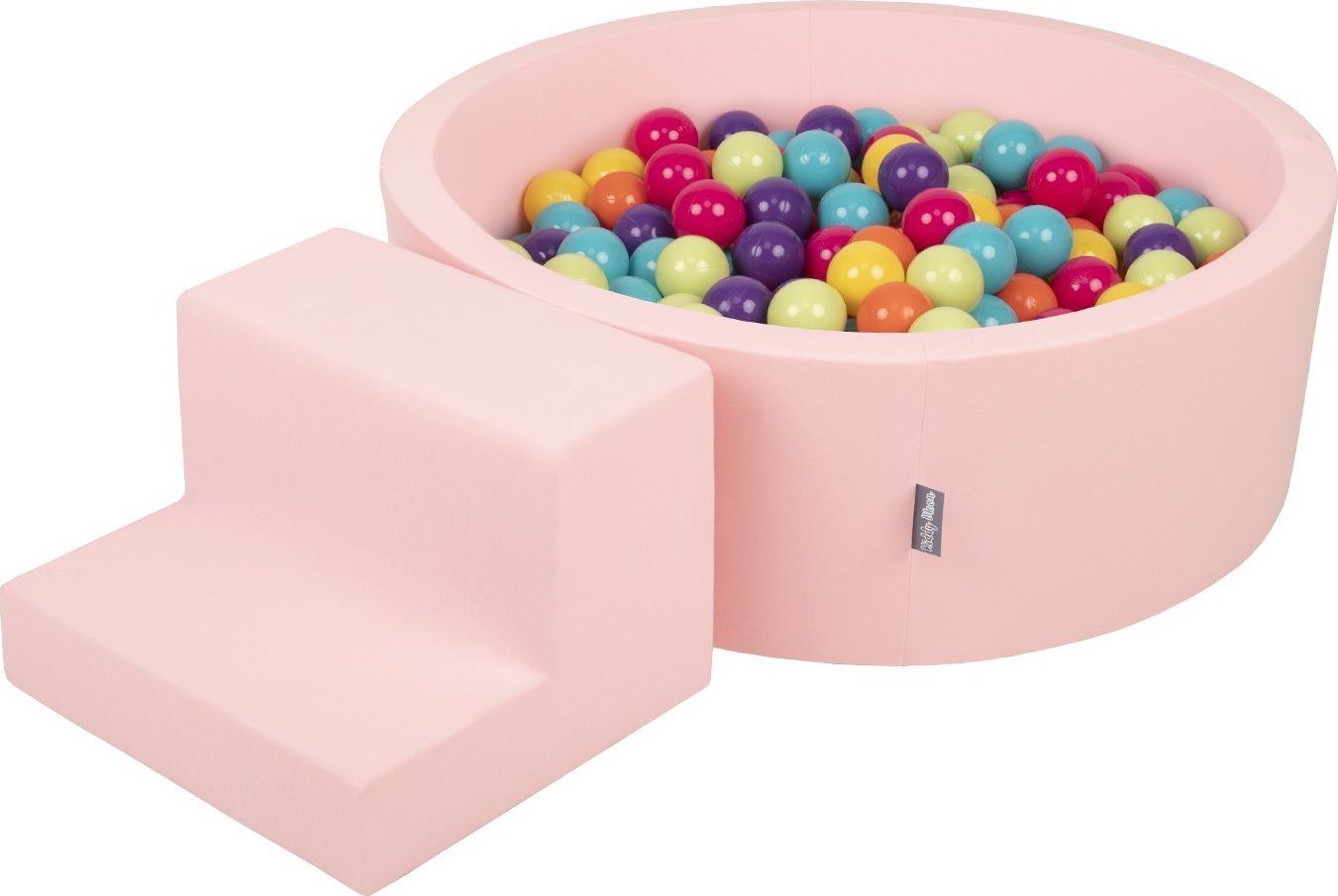 KiddyMoon KiddyMoon Piankowy plac zabaw PPZP-OK30D-122 z piłeczkami różowy: jasny zielony-żółty-turkus-pomarańcz-ciemny róż-fiolet basen 100/schodek Z