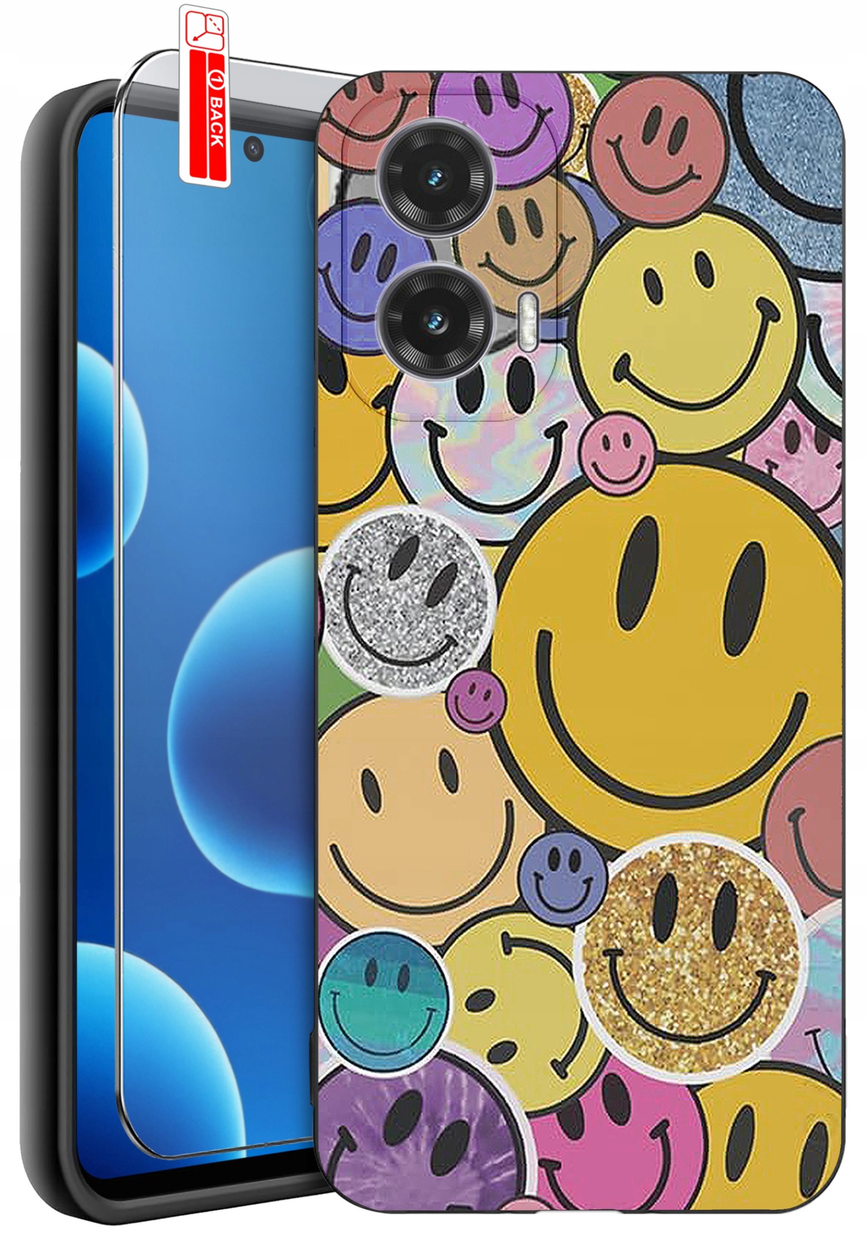 ETUI do Motorola Moto G45 5G | WZORY | SILIKONOWE MATT CASE + SZKŁO 9H