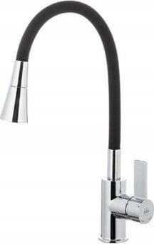 6553-925-00 / KFA / RUMBA DUO / BATERIA KUCHENNA ZLEW STOJĄCA Z ELASTYCZNĄ WYLEWKĄ CHROM-CZARNY /