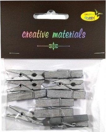 Klamerki drewniane srebrne 35mm 10szt