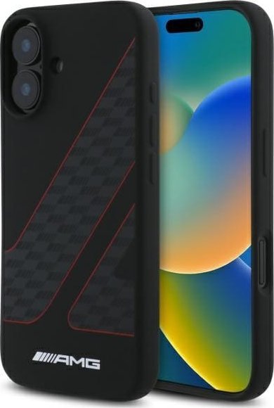 Mercedes AMG AMHMP16S2SCFR iPhone 16 6,1" czarny/black hardcase Checkered Flag Pattern MagSafe