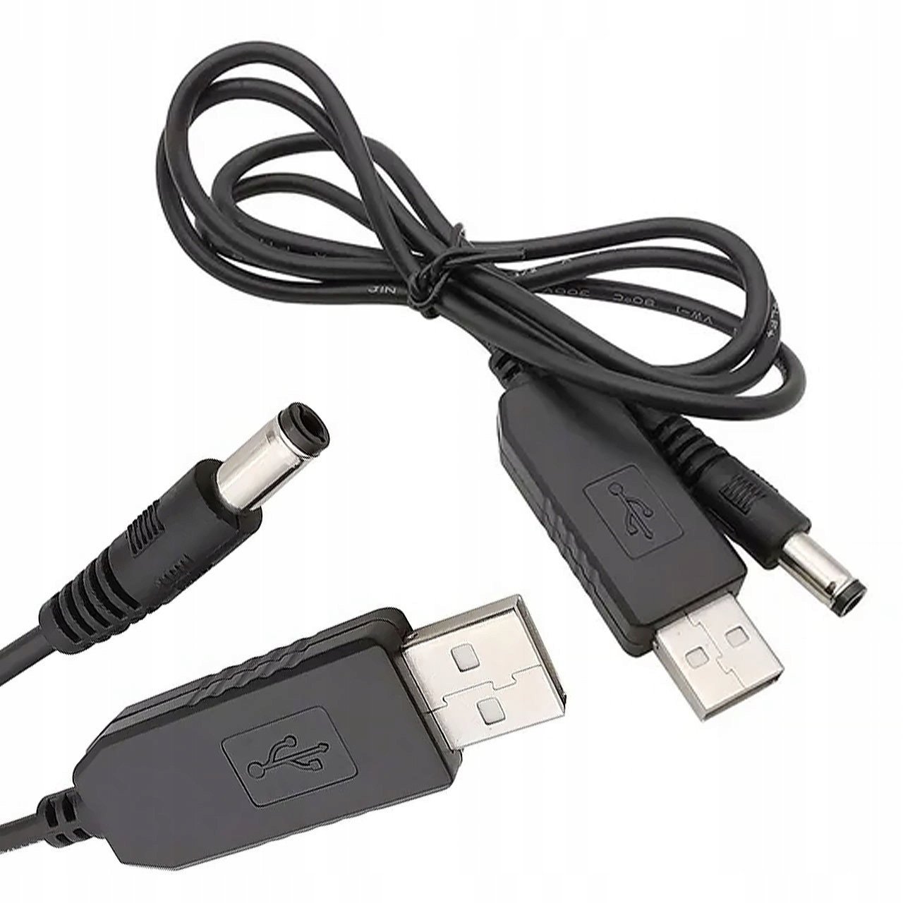 KABEL PRZETWORNICA USB DC 5,5X2,1MM 5V-9V STEP UP 1A 100CM ROSFIX