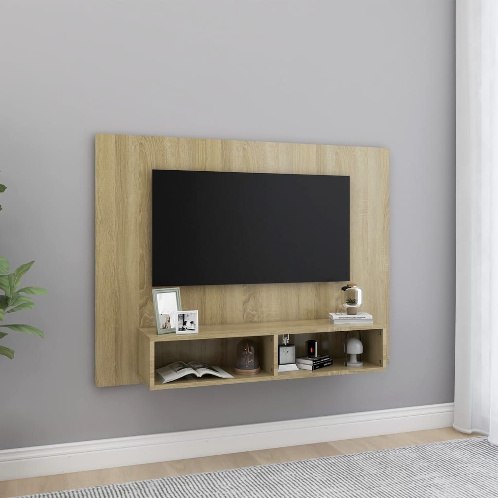 vidaXL Wisząca szafka pod TV, dąb sonoma, 120 x 23,5 x 90 cm