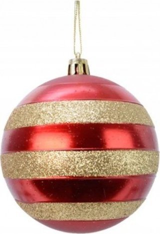 Kaemingk Bombka choinkowa czerwona zdobiona 8 cm