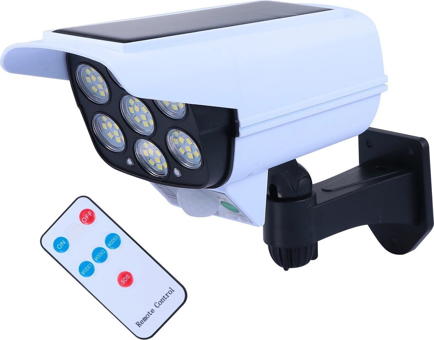 Kinkiet Tech-Led Reflektor solarny z czujnikiem PIR lampa solarna z pilotem 77 diod led Reflektor solarny z czujnikiem PIR lampa solarna z pilotem 77