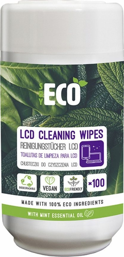 Ściereczki do czyszczenia ekranów SOYECO Eco* wilgotne 100 szt. mała tuba