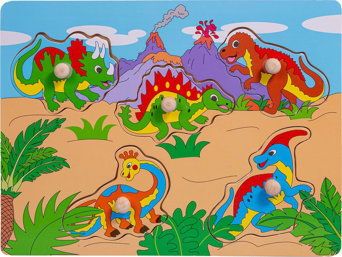 Smily Play Układanka drewniana z uchwytami Puzzle Dinozaury Smily Play