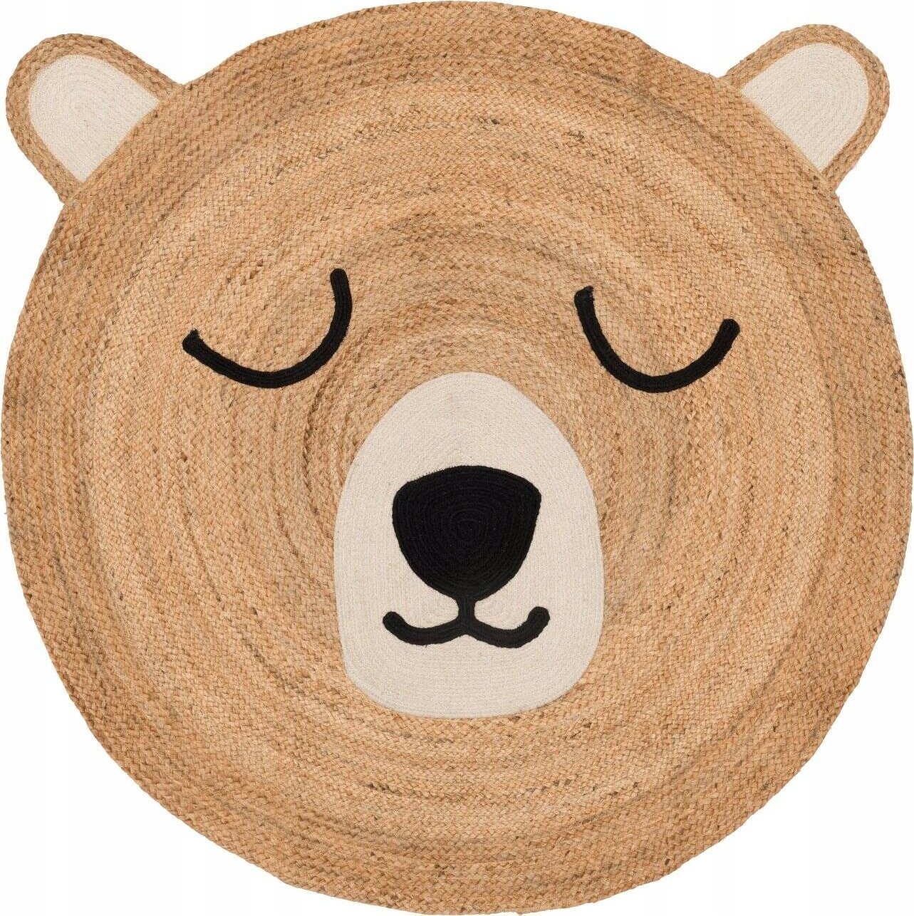 Dywanik jutowy z misiem, Ø 120 cm