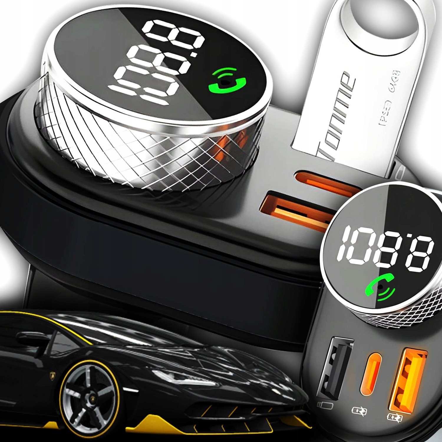 Transmiter Samochodowy BLUETOOTH FM MP3 Szybka Ładowarka USB QC 3.0 MOC 30W BC74