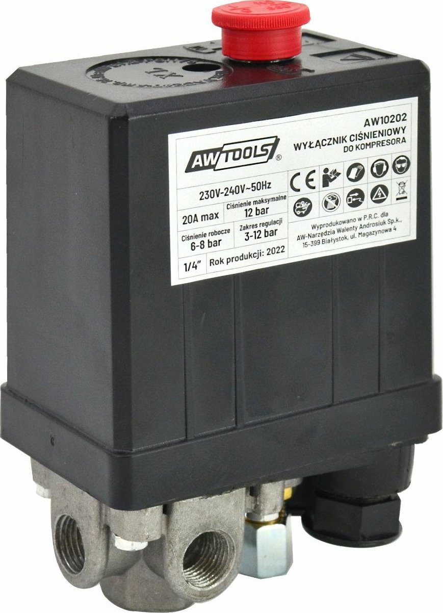 AWTools AWTOOLS WYŁĄCZNIK CIŚNIENIOWY KOMPRESORA 230V 3 WEJŚCIE 1/4"
