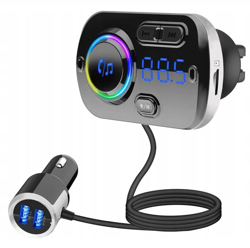 Transmiter Samochodowy FM Bluetooth + Ładowarka ISO TRADE