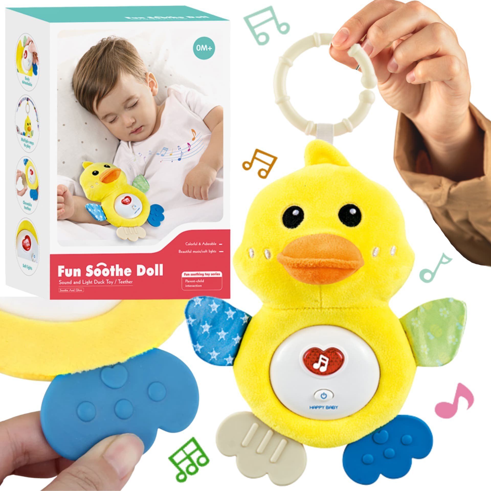 ProNice PLUSZOWA KACZUSKA USYPIANKA SZUMIĄCA SENSORYCZNA