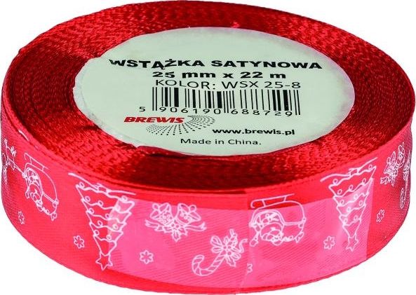 BREWIS Wstążka satynowa BREWIS Boże Narodzenie 25mm x 22m kolor 8 Brewis