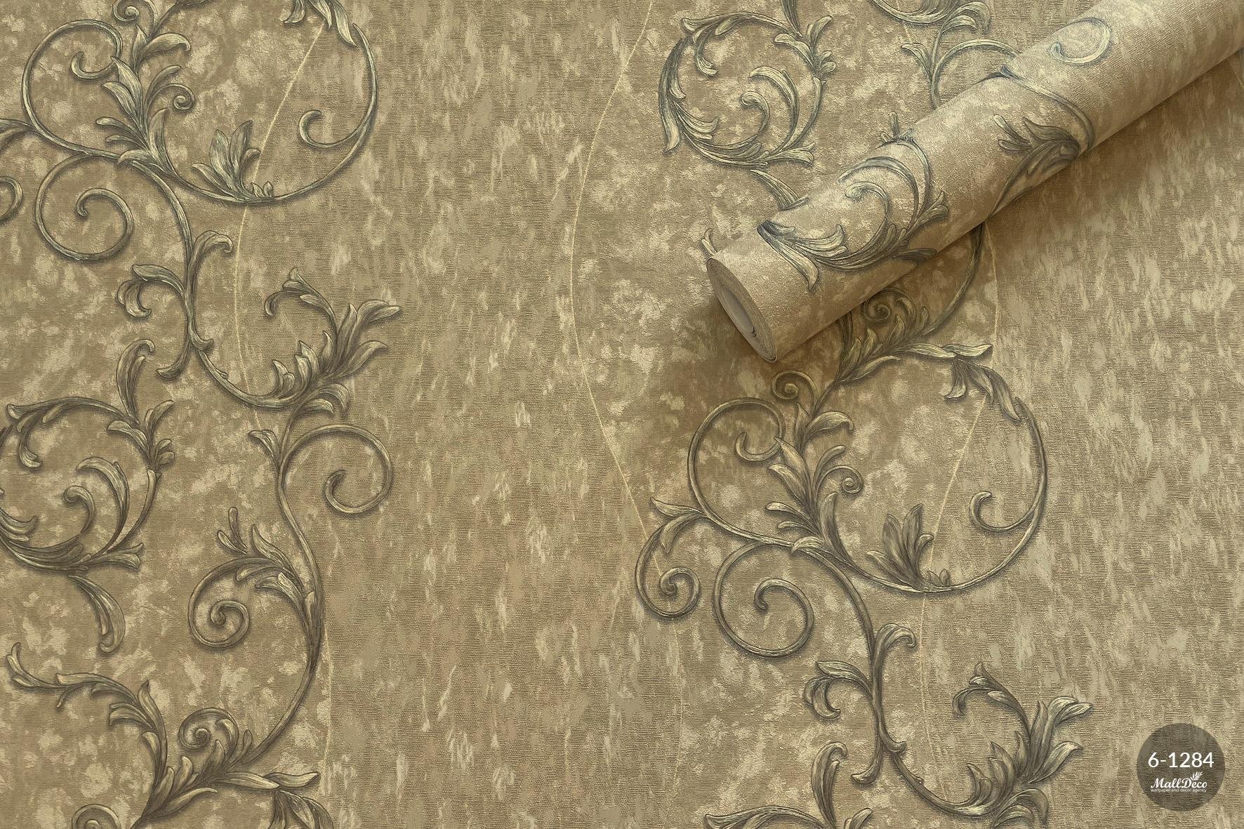 MallDeco TAPETA WINYLOWA ELIZABETH DECOR MUSZTARDA