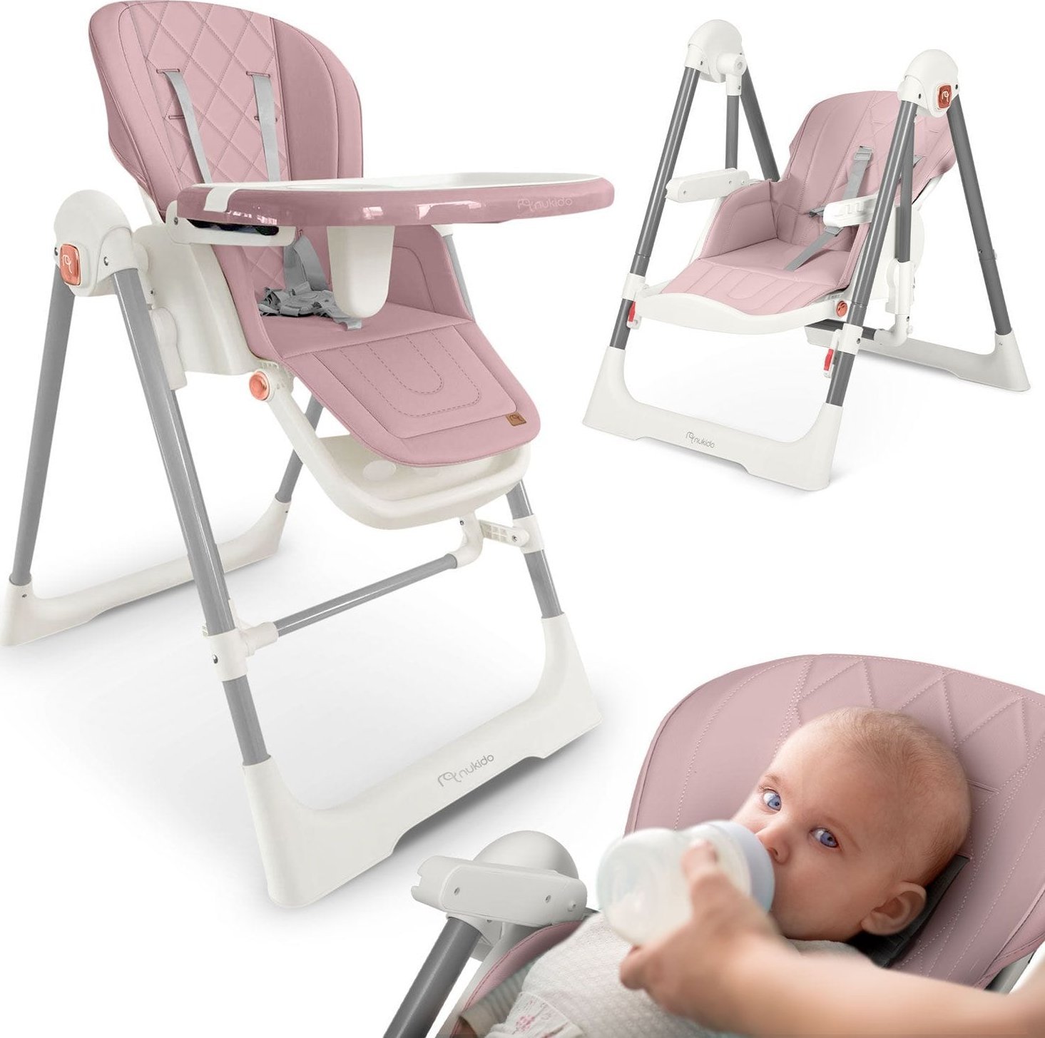 Krzesełko do karmienia Nukido Elite różowe