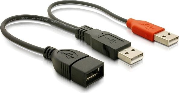 Kabel USB Delock USB-A - USB-A 0.22 m Czarny (65306)