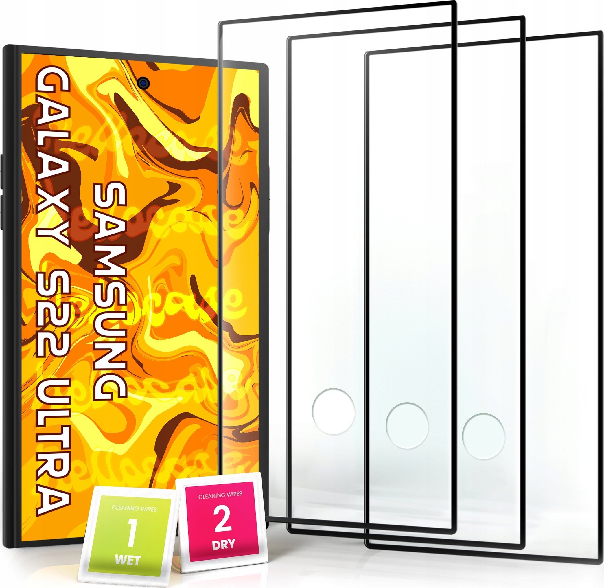 Hello Case 3-PAK Szkło Hartowane do Samsung S22 ULTRA (na cały ekran, 9H)