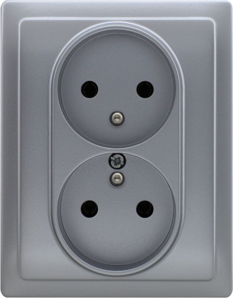 KOS Gniazdo podwójne Vena z/u 16A aluminium (514036)