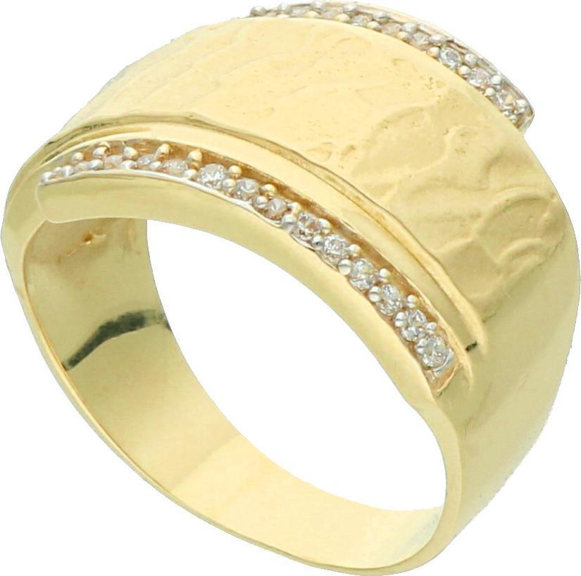 Rosanto Złoty, szeroki pierścionek z cyrkoniami roz. 16 585 14k