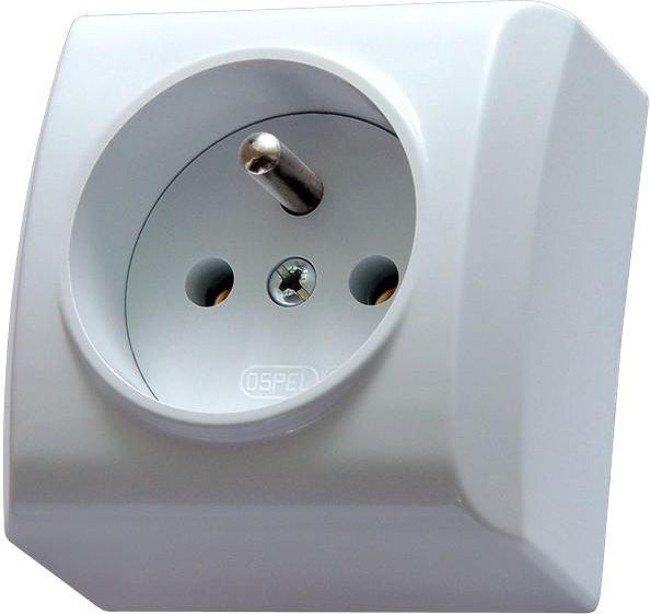 Ospel Gniazdo BIS pojedyncze natynkowe z uziemieniem białe (GN-1BZ/00)