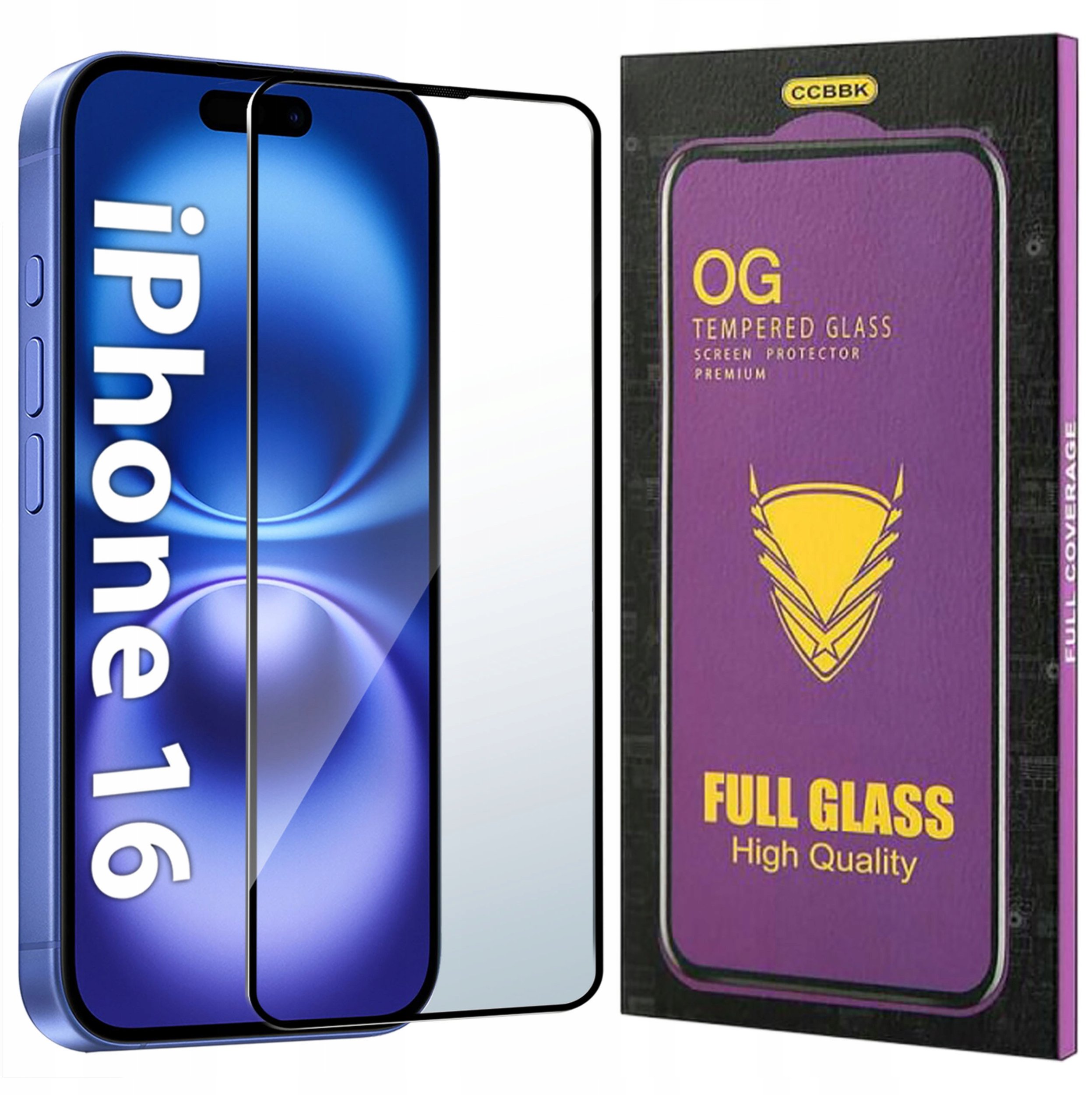 Szkło HARTOWANE 5D do iPhone 16 OG PREMIUM CAŁY EKRAN PEŁNE