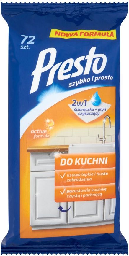 Presto Ściereczki nawilżane do czyszczenia kuchni 72 sztuki (5100241)