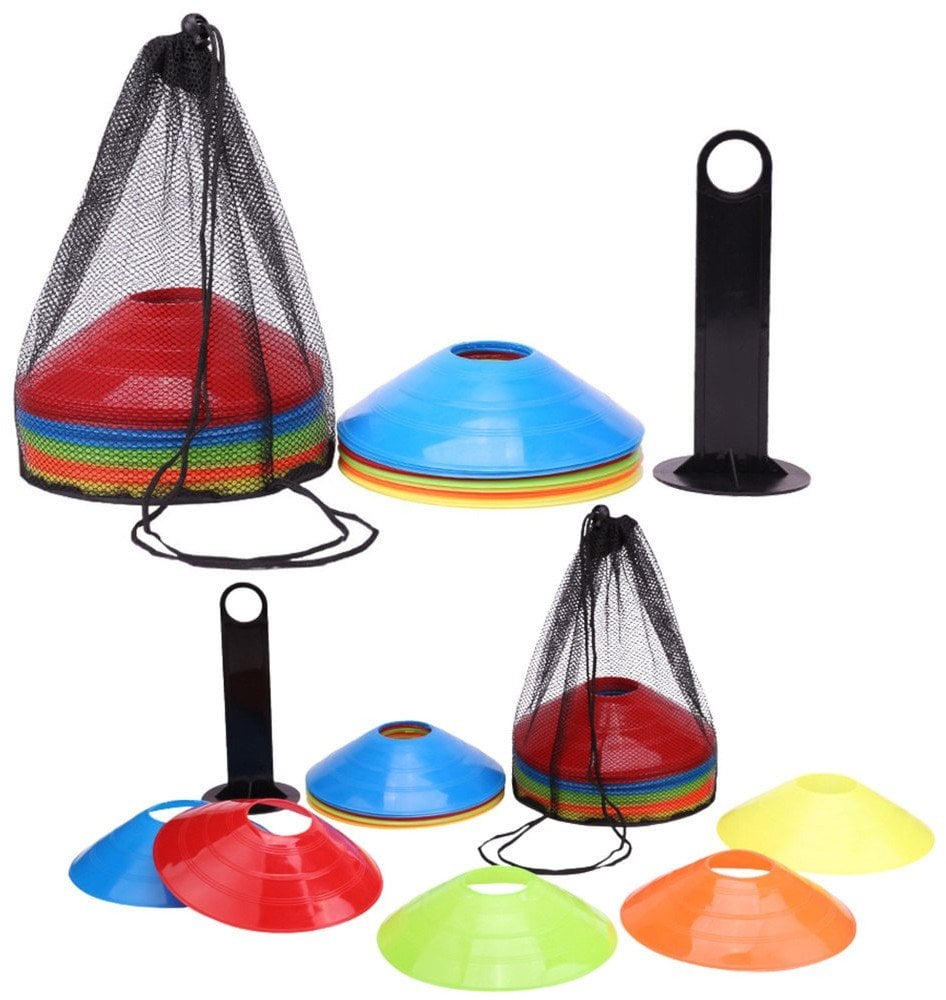 Pachołki Treningowe Stojak Siatka Transportowa Kolorowe Zestaw 50szt.