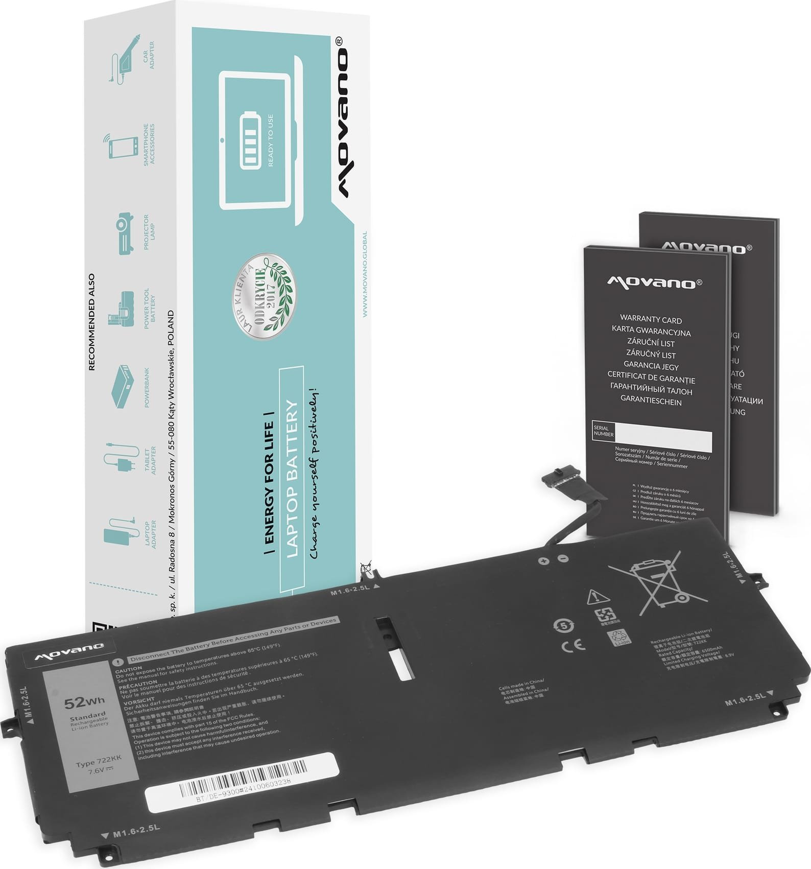 Bateria Movano do Dell XPS 13 9300, 9310, 9380