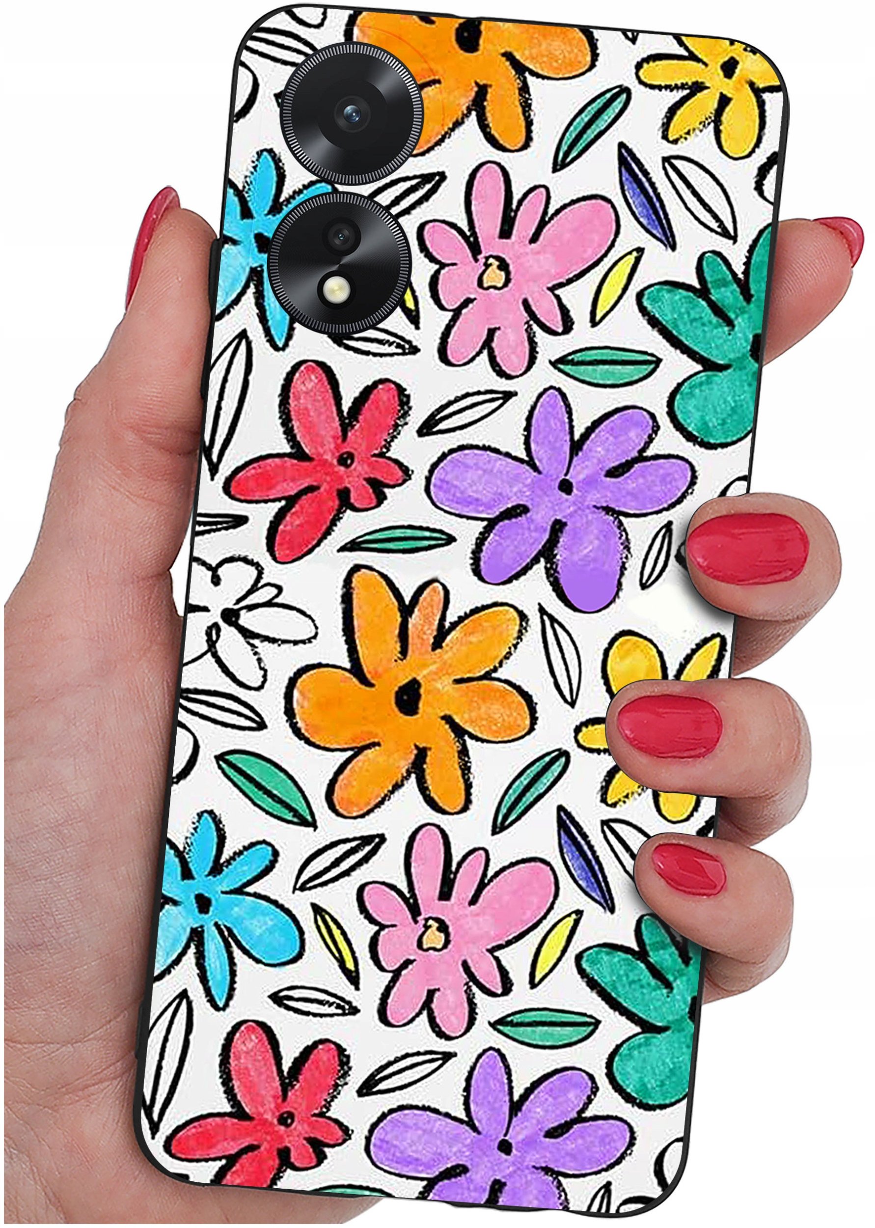 ETUI do Oppo A38 4G WZORY |SILIKONOWE MATT CASE + SZKŁO 9H