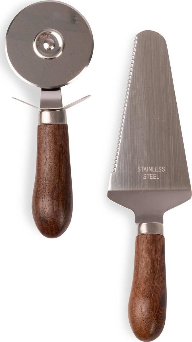 Sagaform Nóż do pizzy i łopatka do ciasta drewno wenge/stal nierdzewna