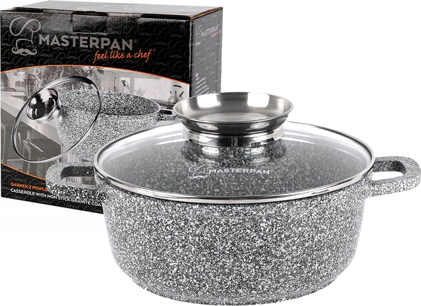 Garnek 6,5L 28cm pokrywka Aroma Knob granitowy