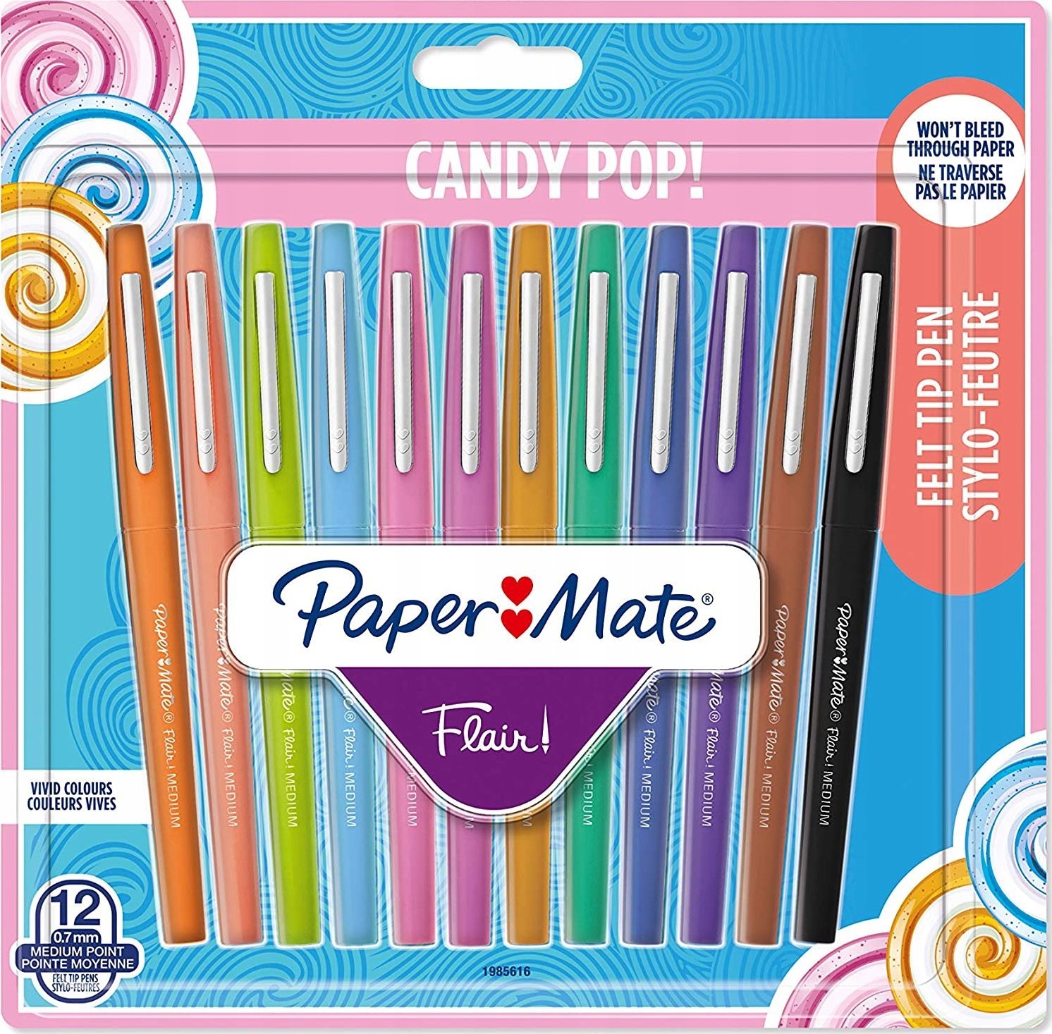 Paper Mate Papermate Flair Candy Pop Długopis żelowy Średni Wielobarwny 12 szt.