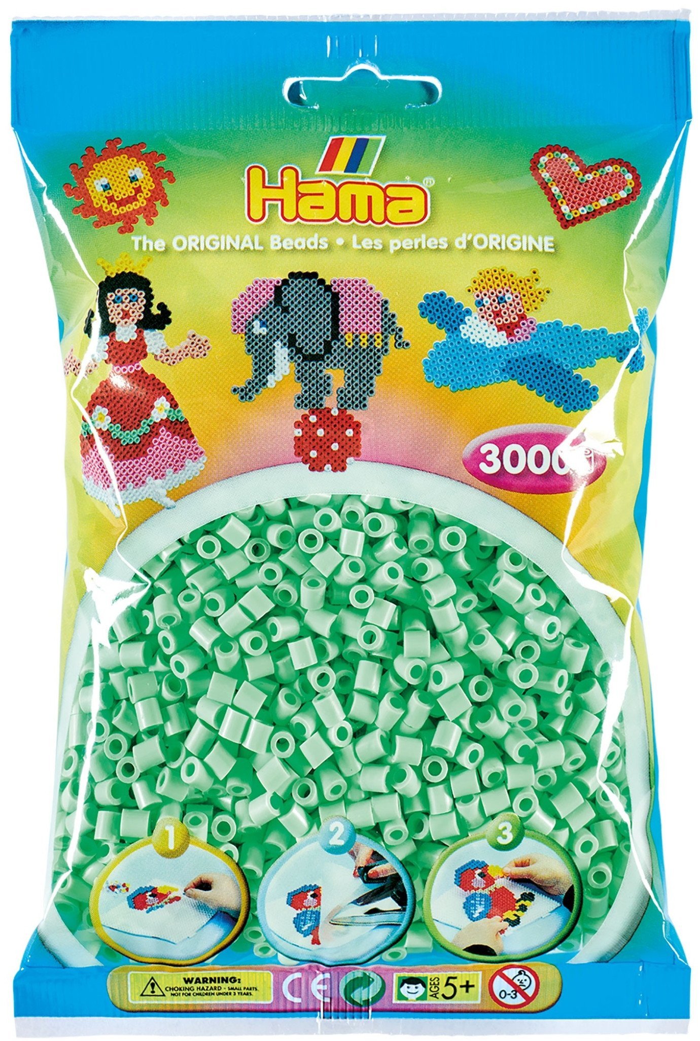 Hama midi perler 3000stk pastel mint
